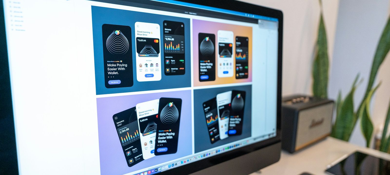 Écran affichant de nouvelles maquettes d'interface